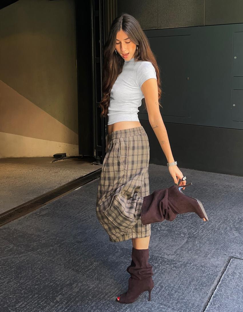 Checked Bermuda shorts-Grey