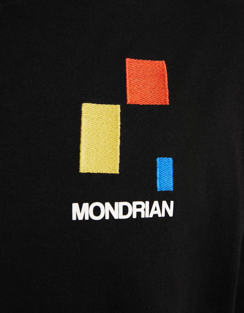 تيشرت فضفاض بأكمام قصيرة بيت موندريان-أسود-6