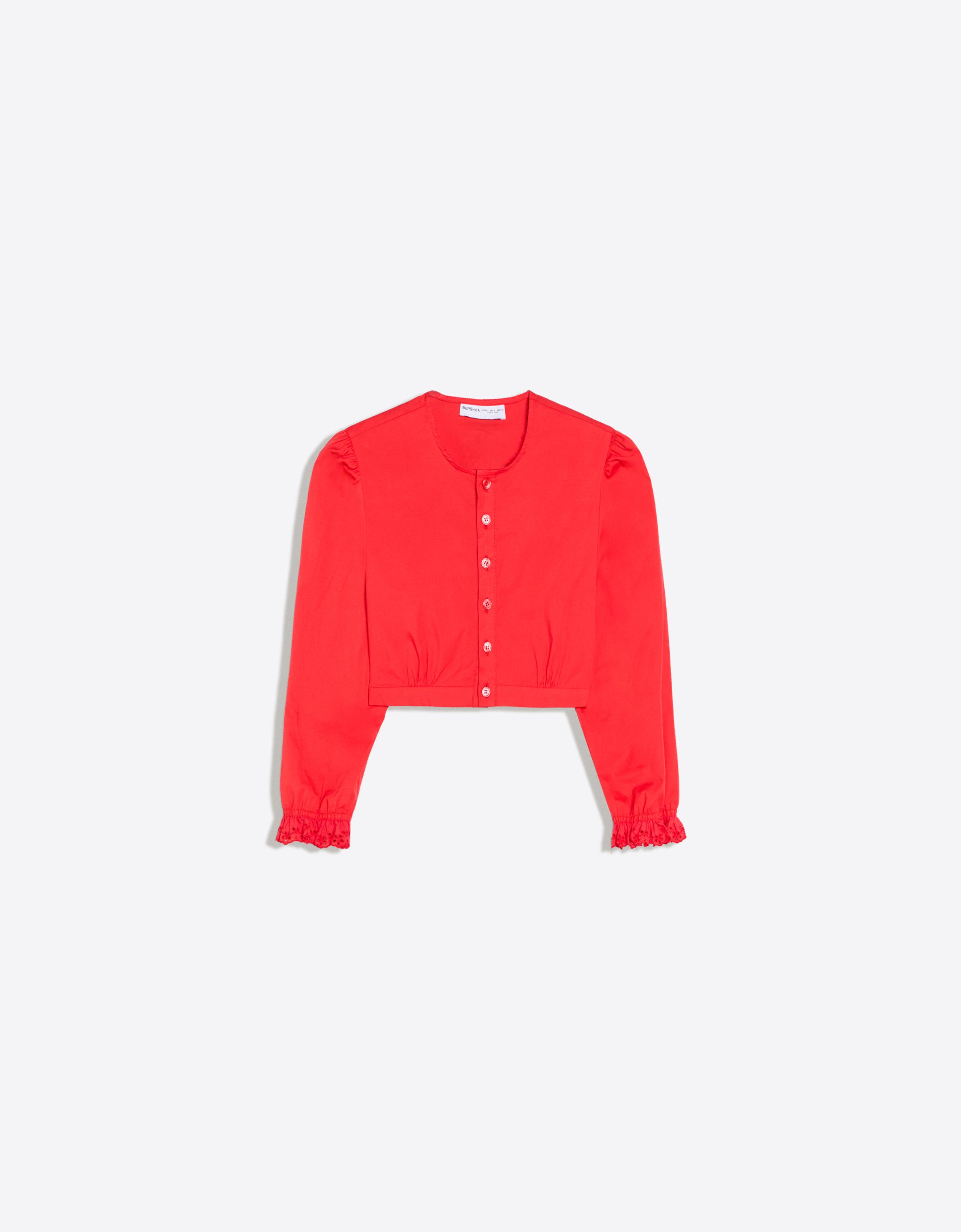 Long sleeve cropped shirt — Red