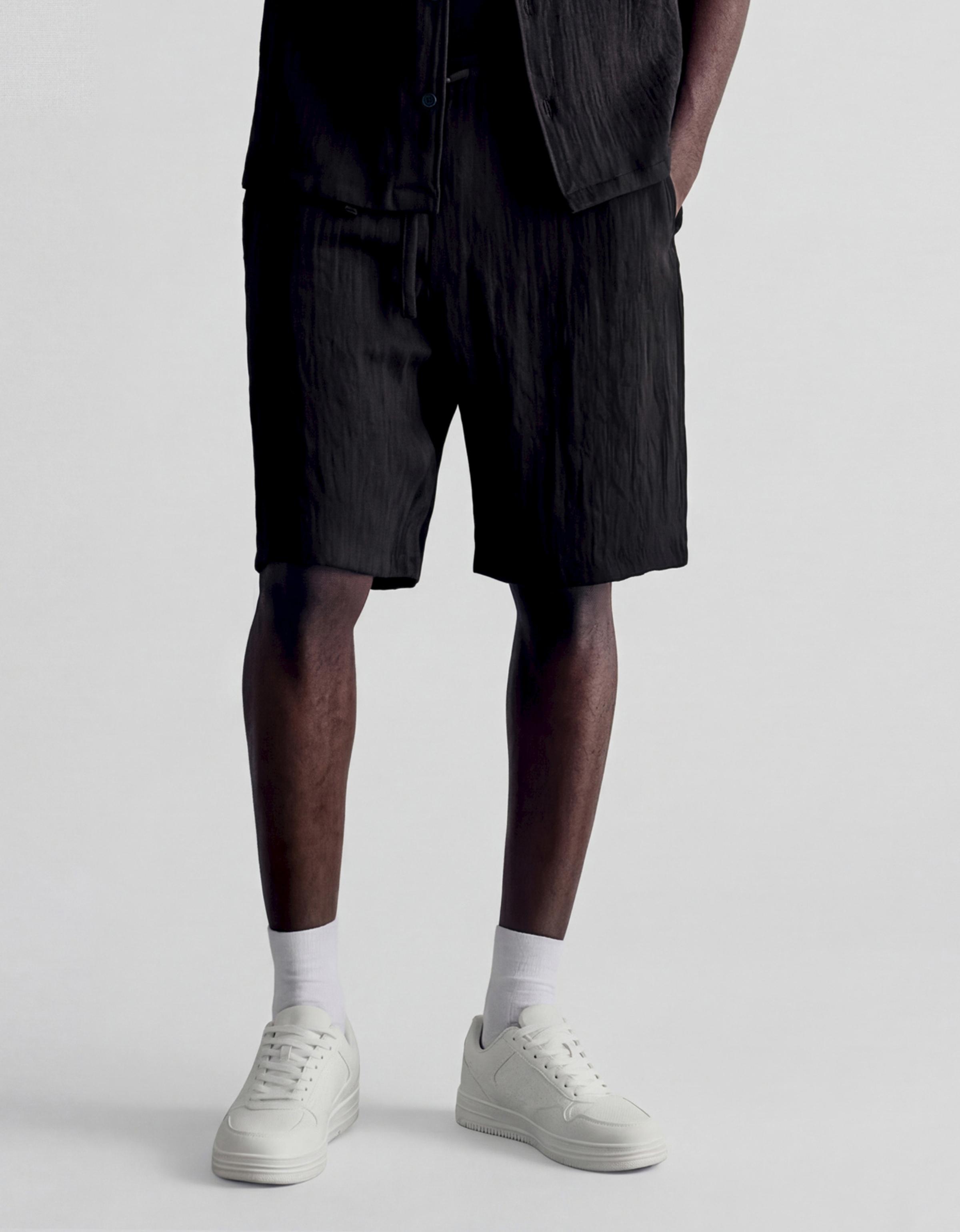 Rustic jogger Bermuda shorts — Black