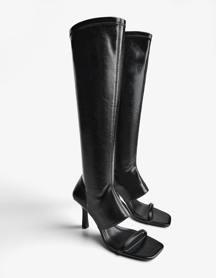 Sandales à talon pantalon-Noir-3