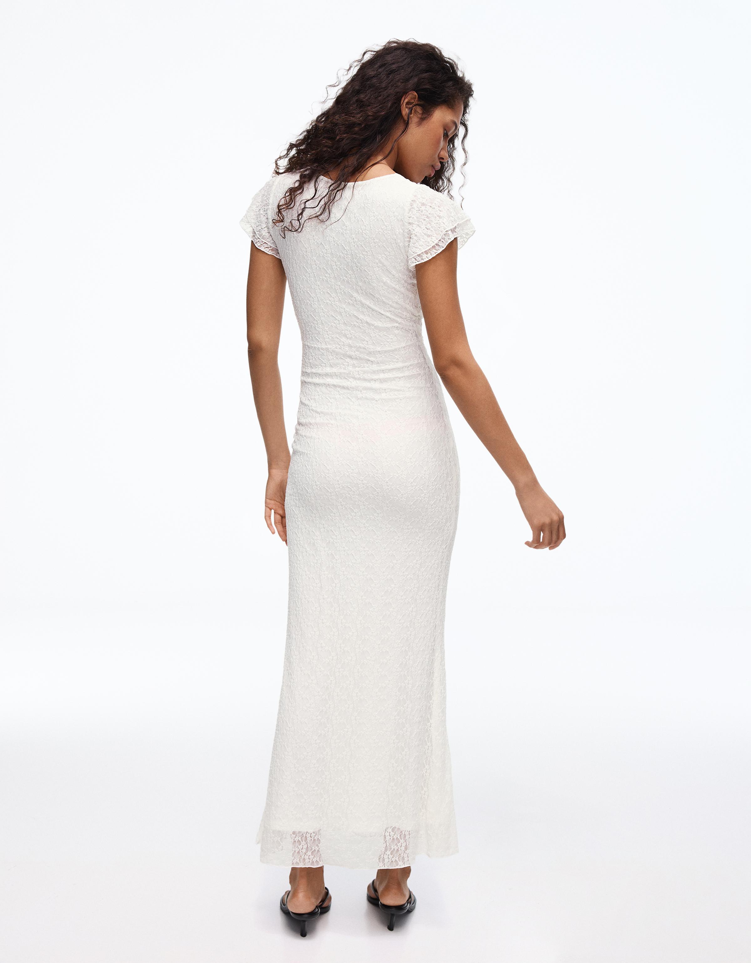 Lace midi dress — Cream