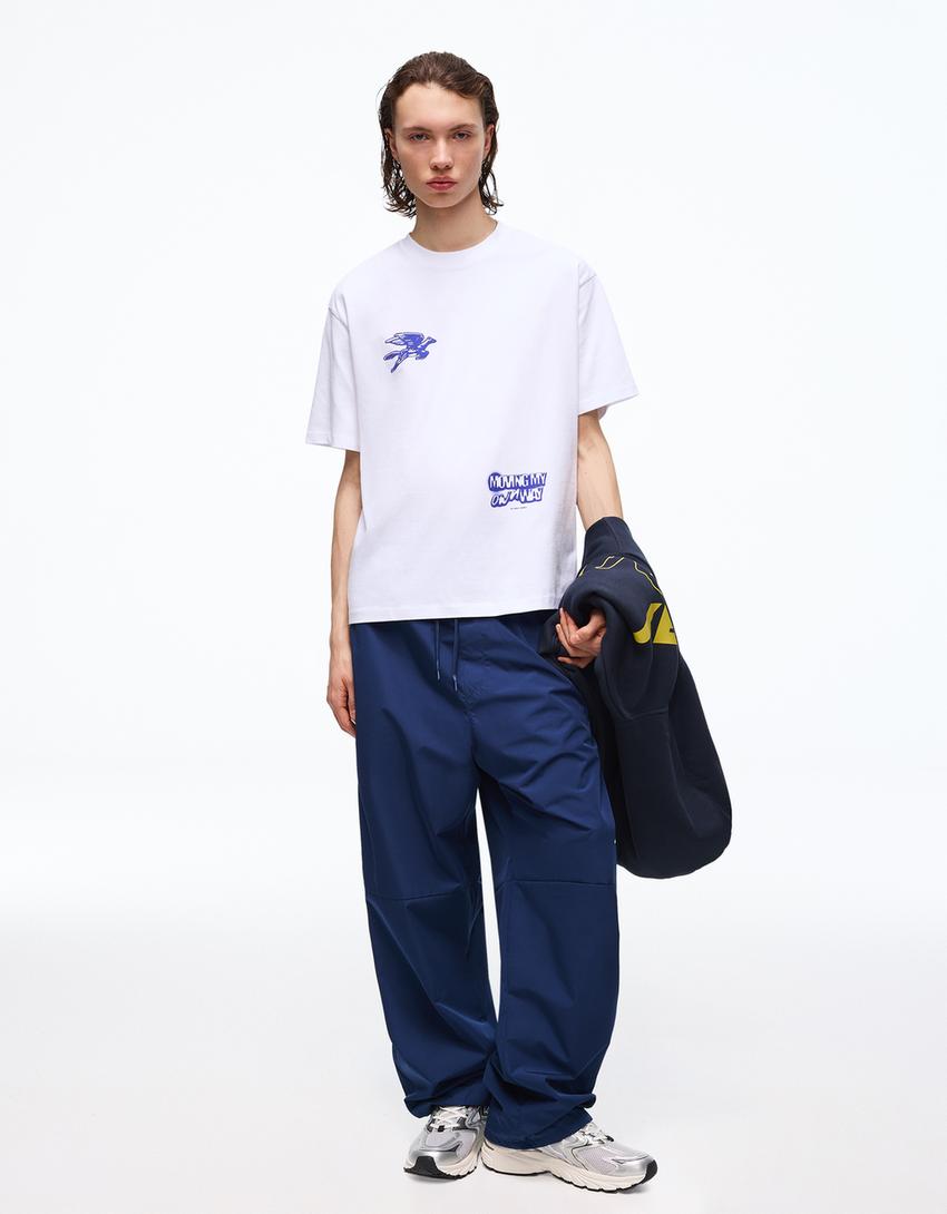 T-Shirt mit Print-Weiss