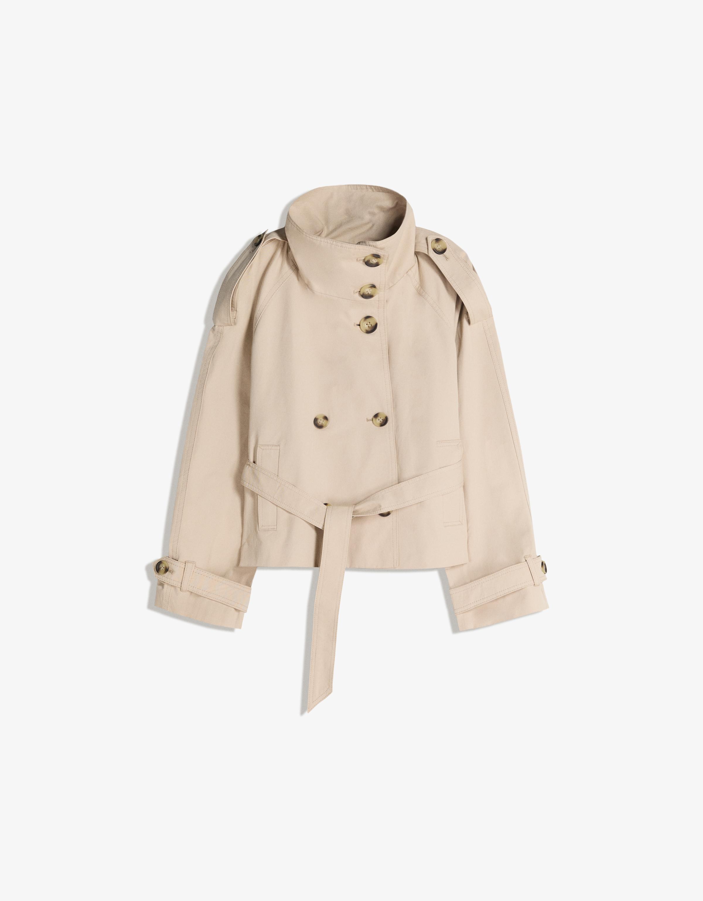 Funnel neck trench jacket — Sand