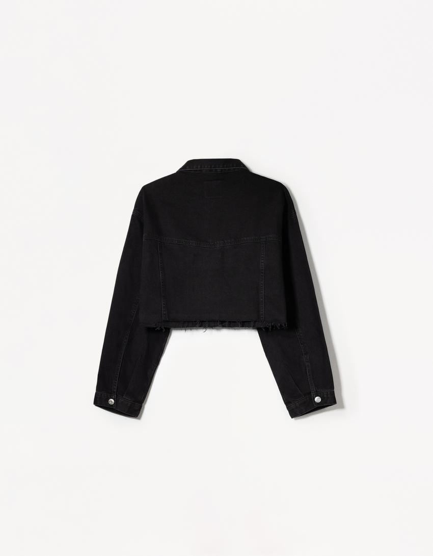 Giubbotto in denim corto-Nero