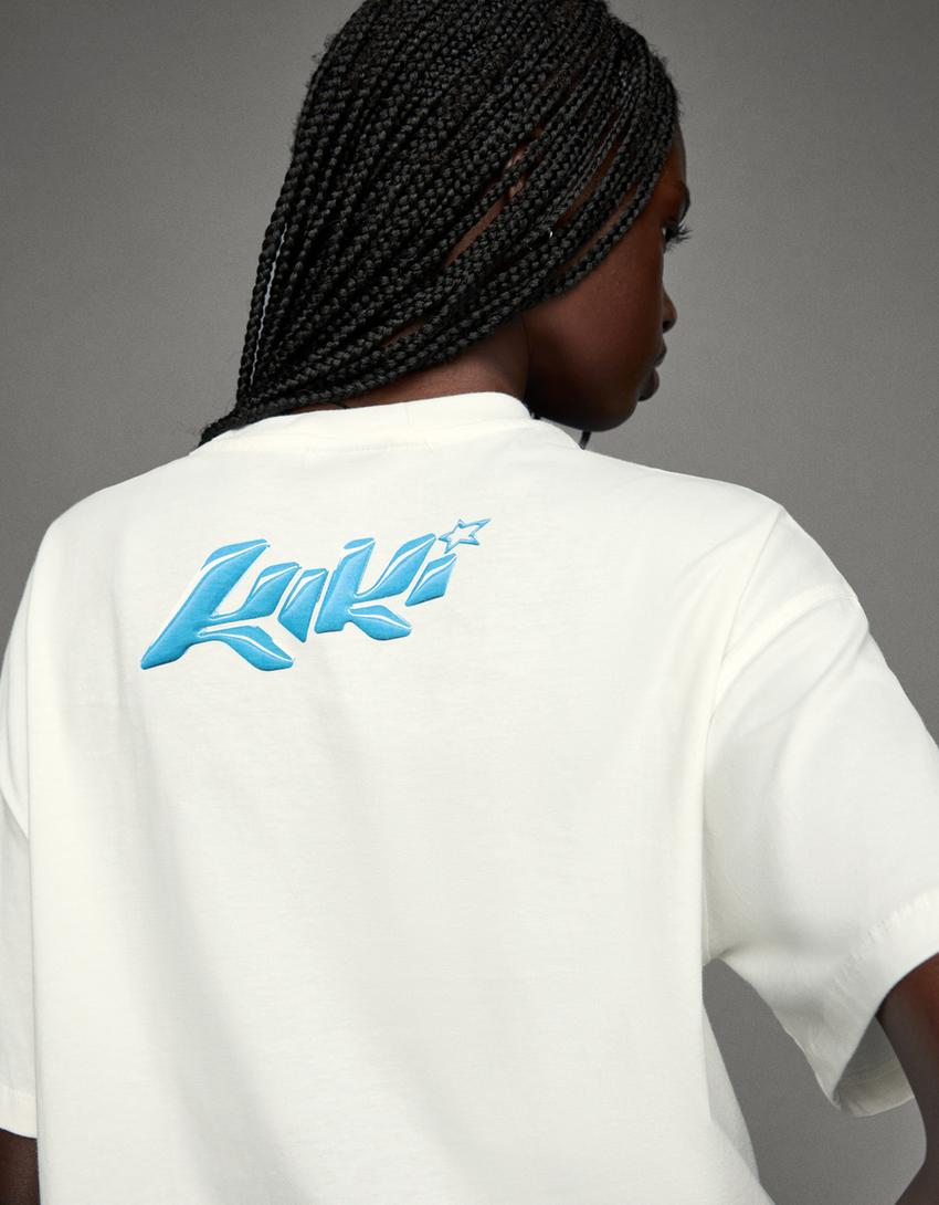 Lisa print short sleeve T-shirt-Off white-1