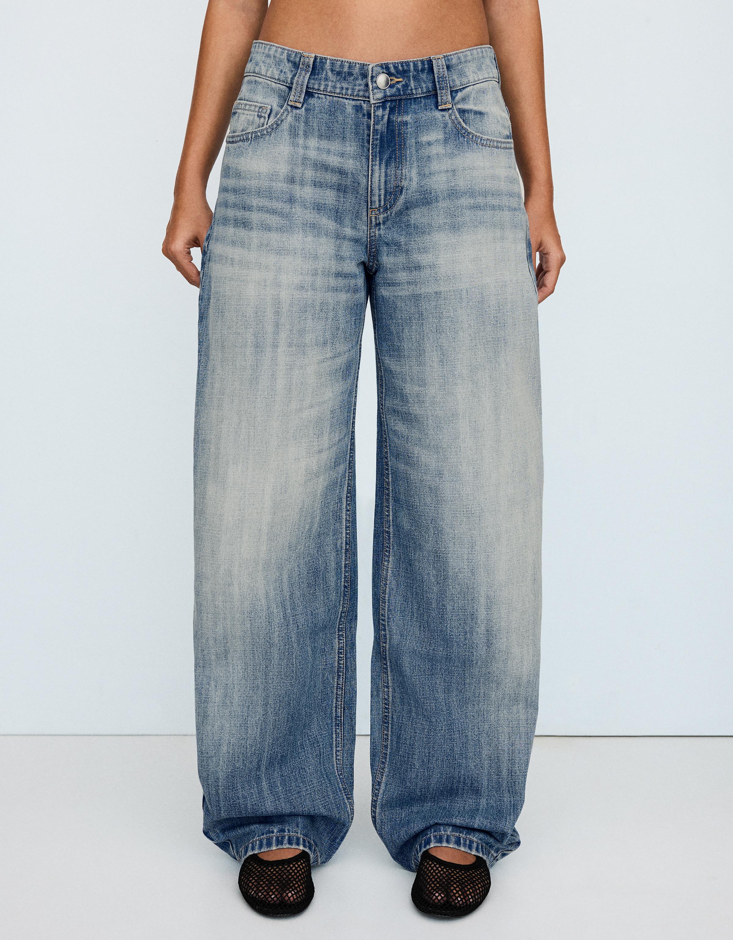 Low-rise baggy barrel jeans — Blue