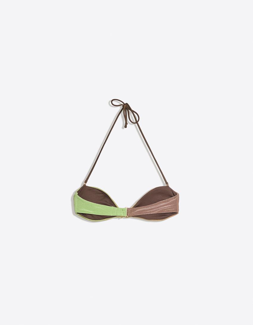 Bandeau bikini top-Khaki