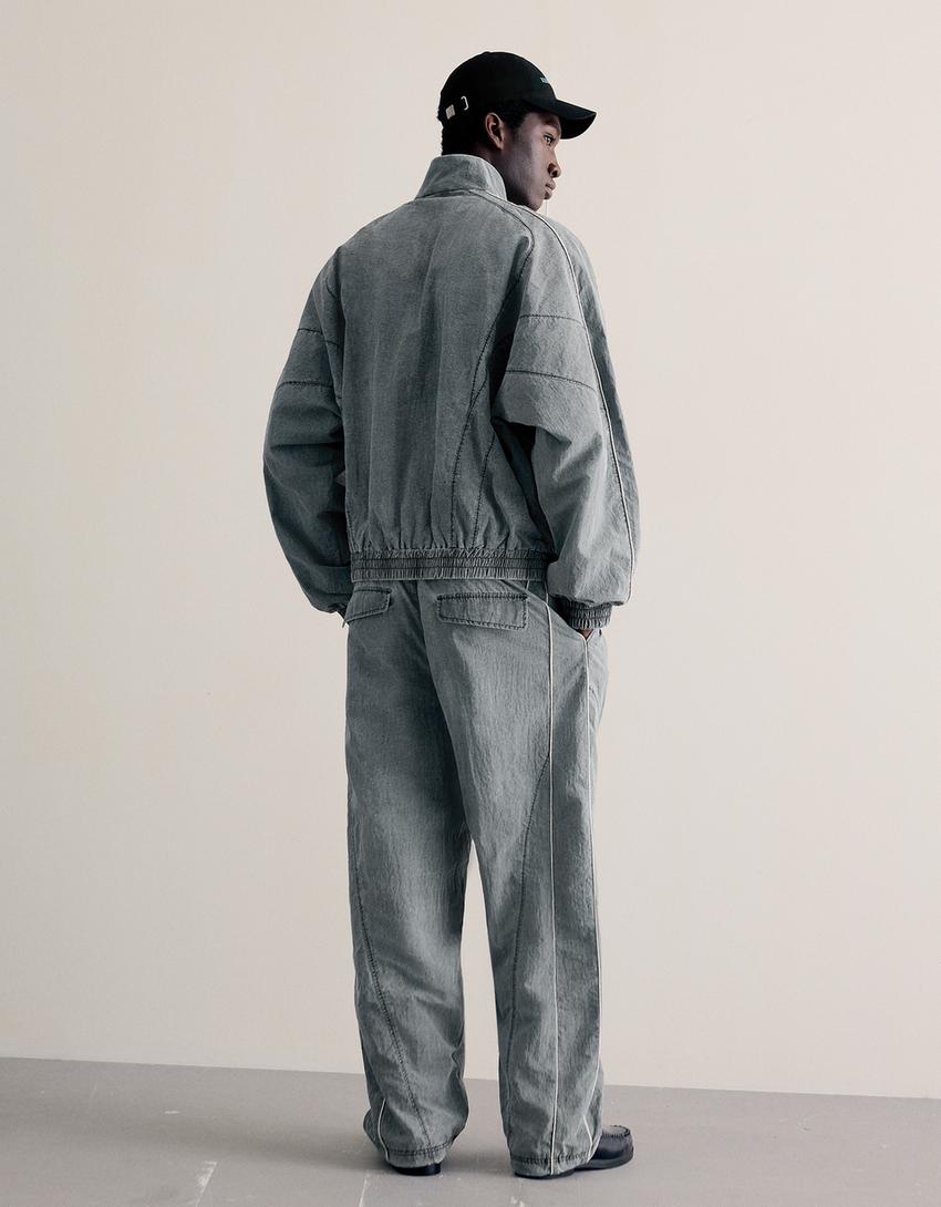 Washed technical jacket-Grey