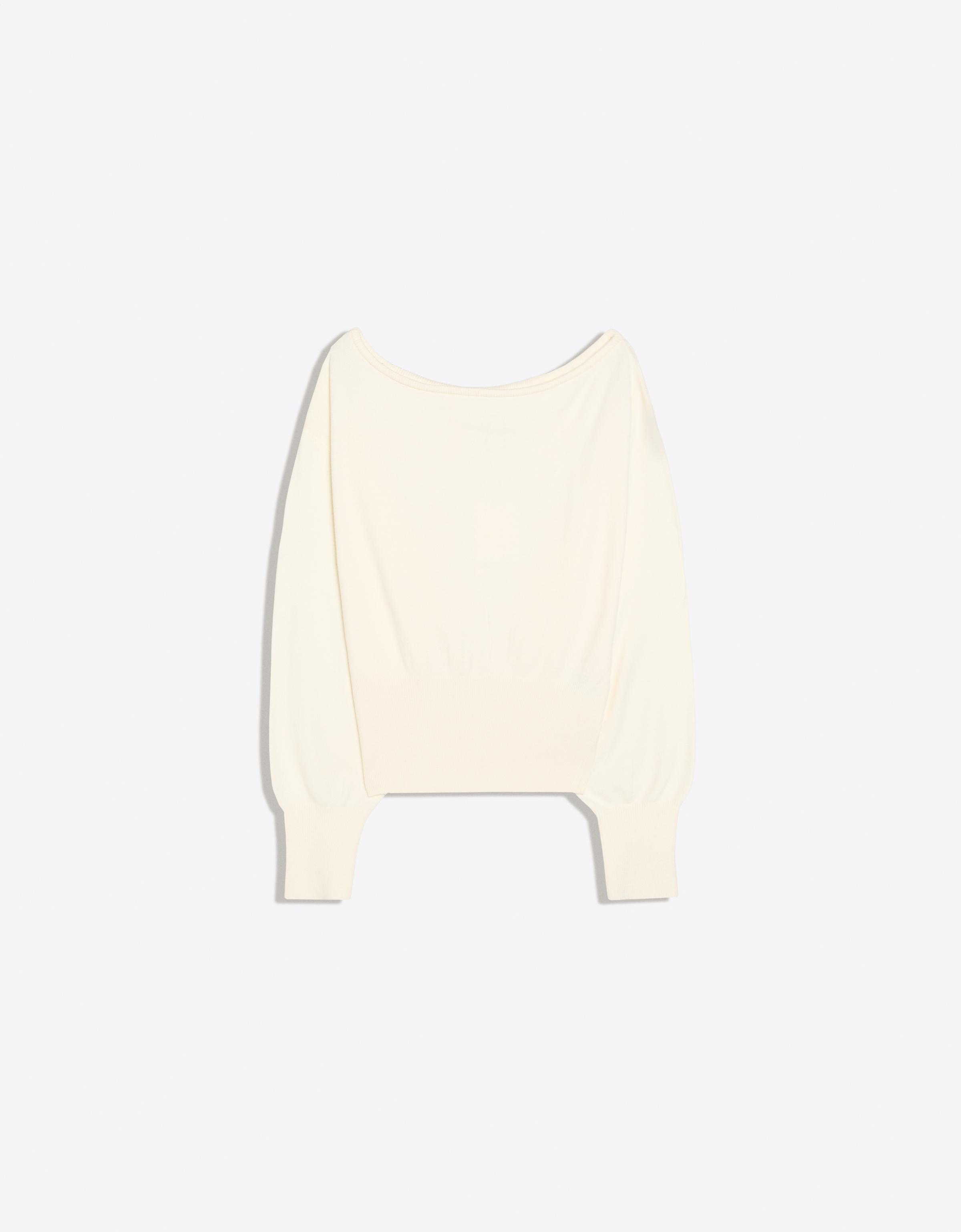 Asymmetric neck jumper — Cream