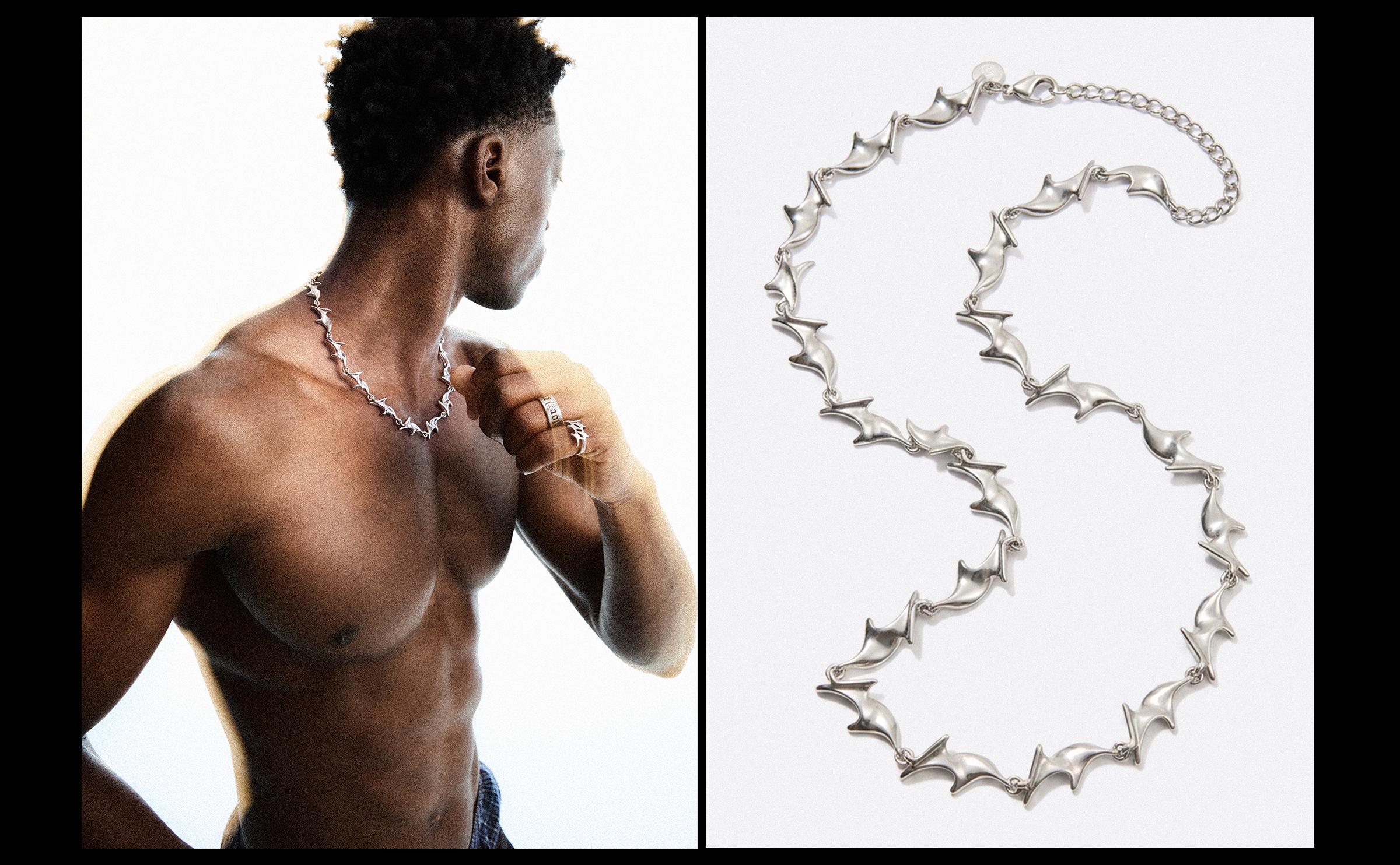 Steel spike chain — Silver