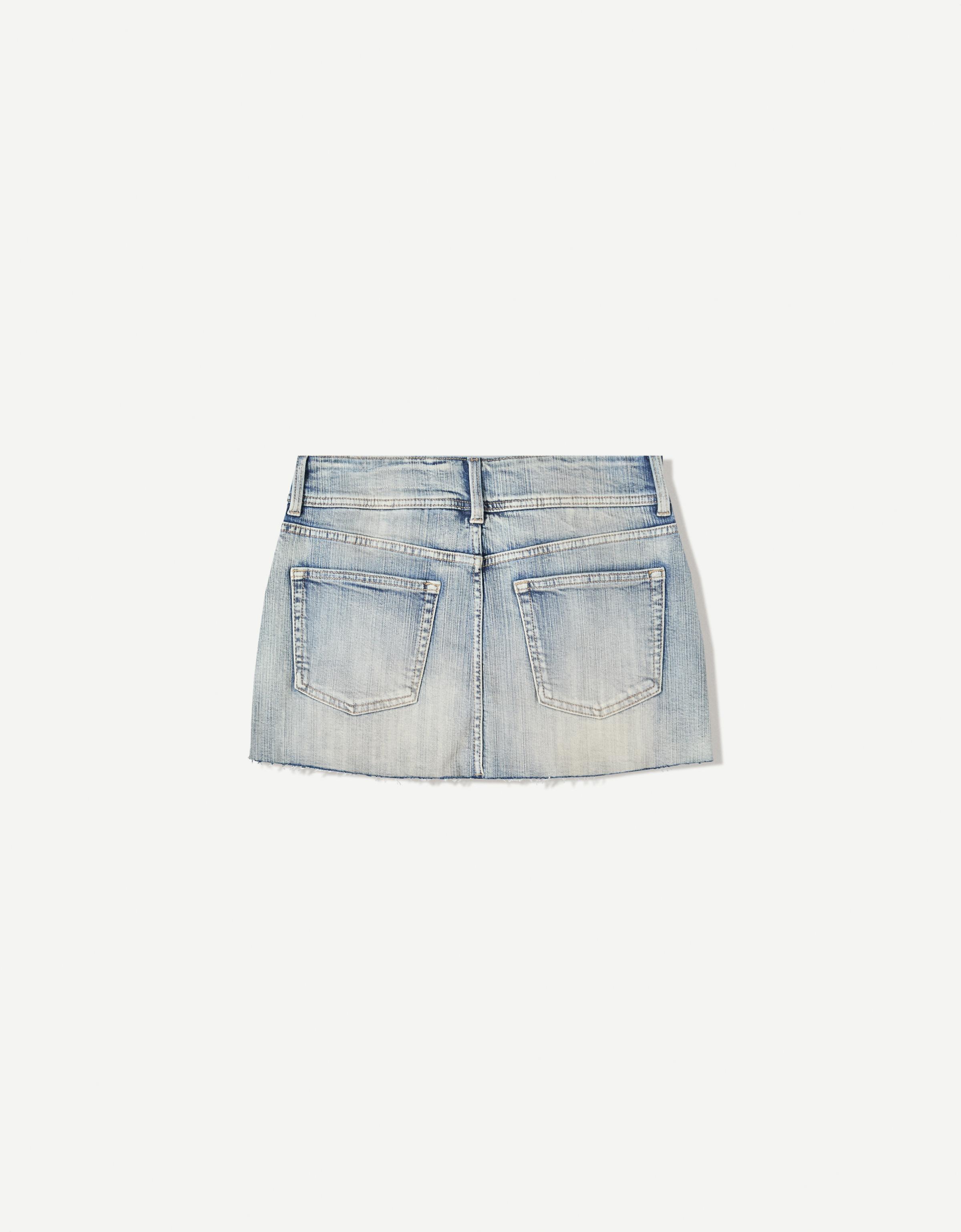 Denim mini skort — Light blue