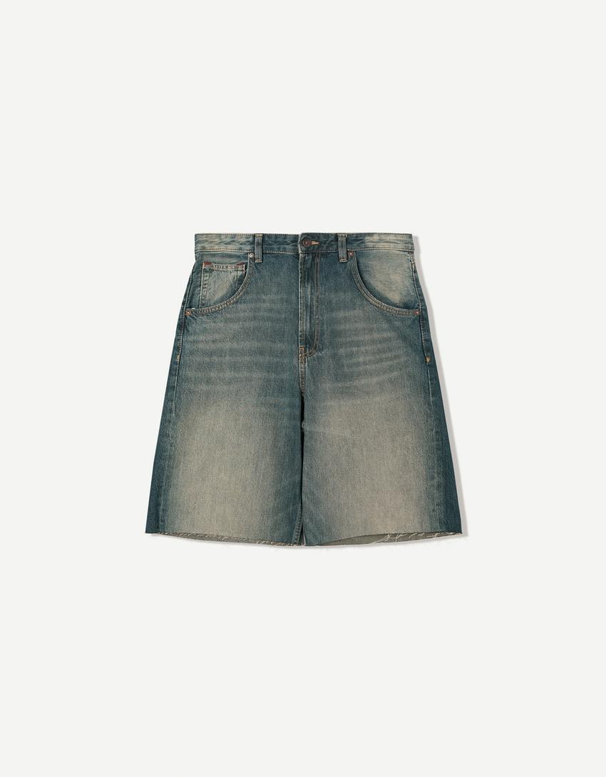 Calções bermuda super baggy fit-Verde-3