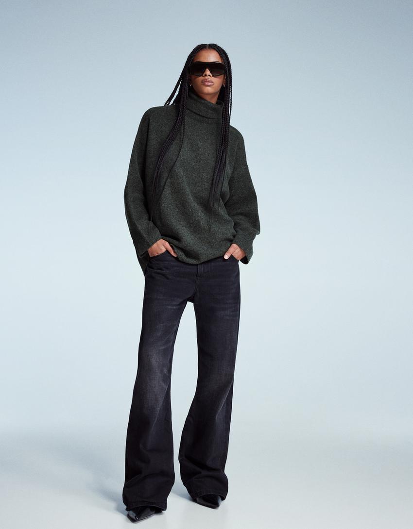 Oversized turtleneck sweater-Dark grey
