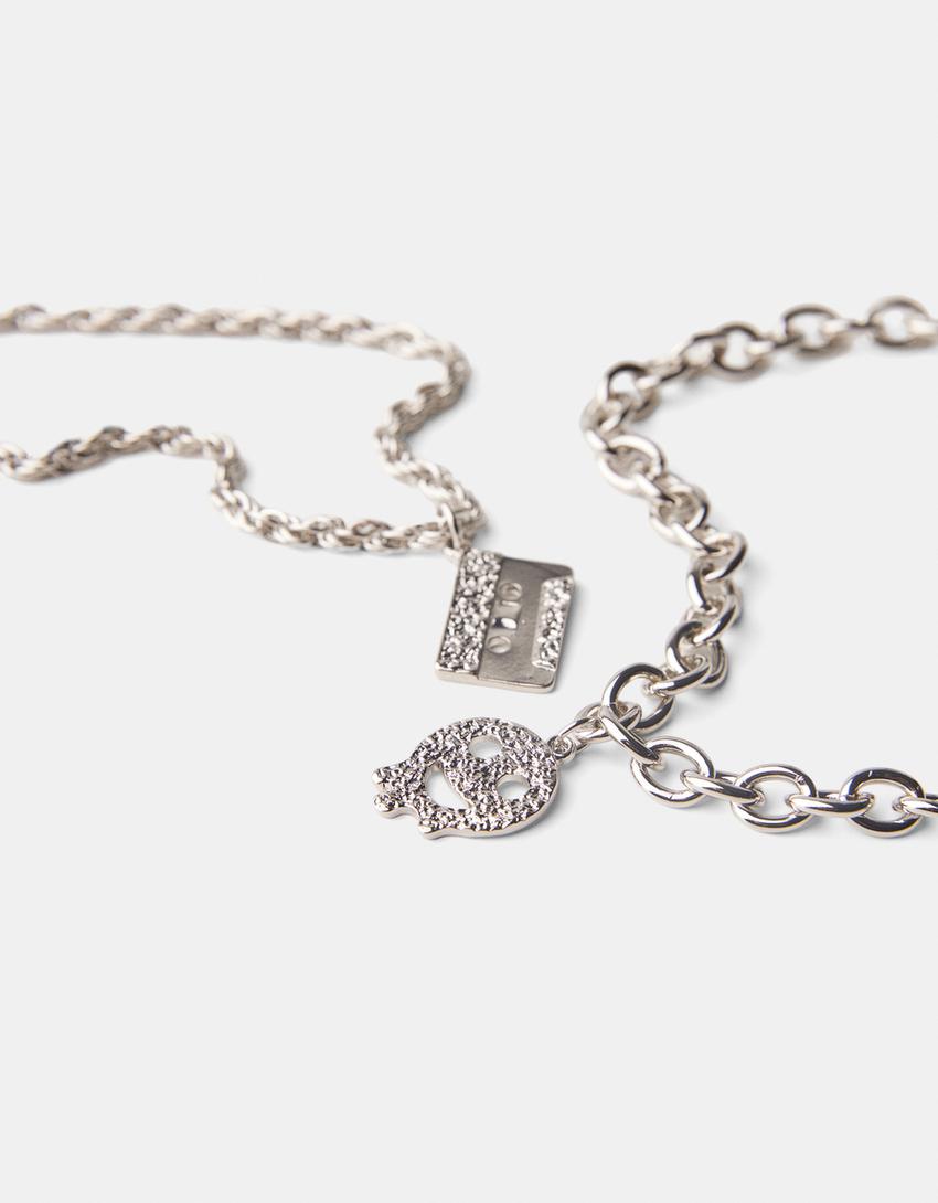 Lot 2 colliers cassette-Argent-2