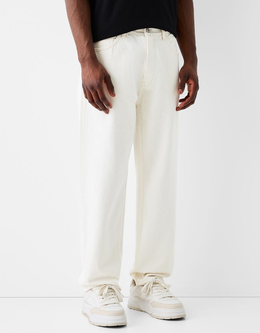 Straight fit ’90s jeans-Cream-1