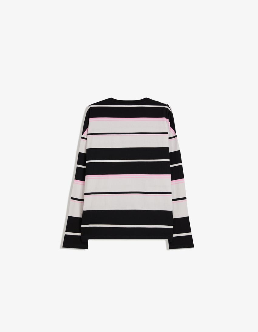 Camiseta manga larga oversize-Negro