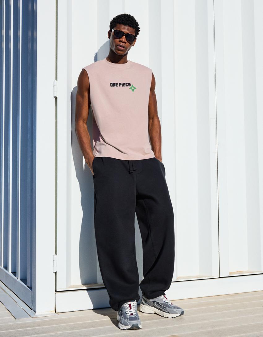 Camiseta One Piece sin mangas print-Rosa