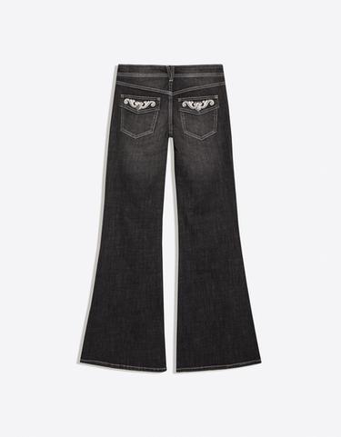 Low-rise flared jeans with embroidered flaps — Black 6