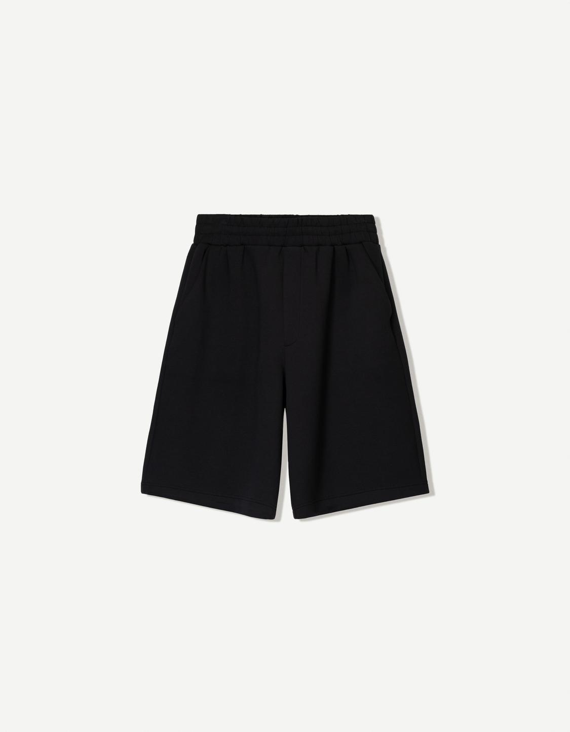 Oversize neoprene-effect Bermuda shorts