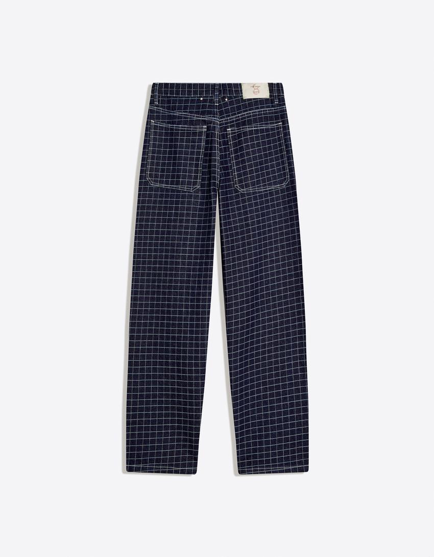 Check jeans-Blue