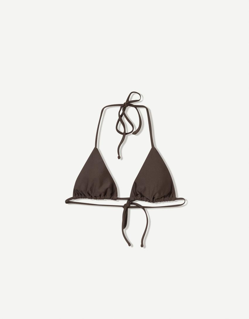 Üçgen bikini üstü-Kahverengi-0