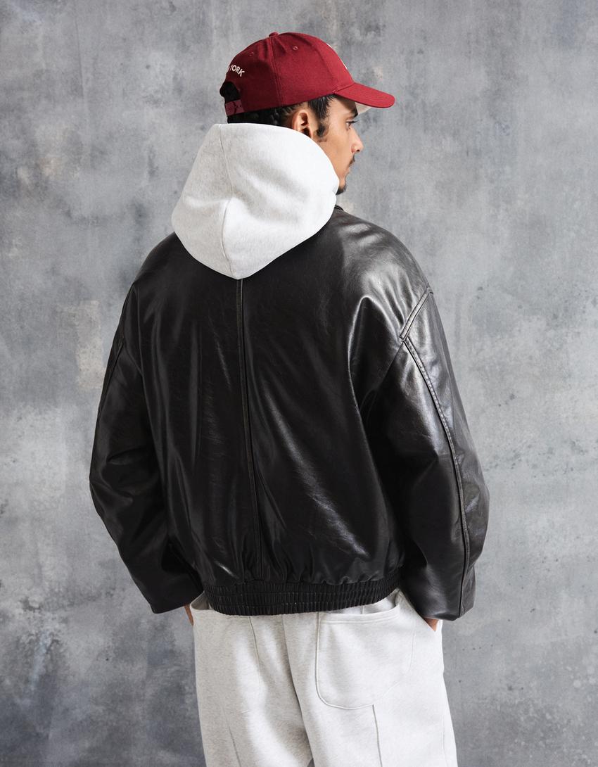 Leather-effect jacket-Black