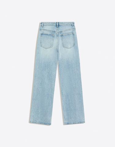 Wide-leg straight-fit jeans with crossover waist — Light blue 6