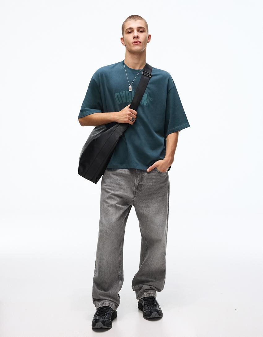 T-Shirt mit kurzen Ärmeln und Print-Blau