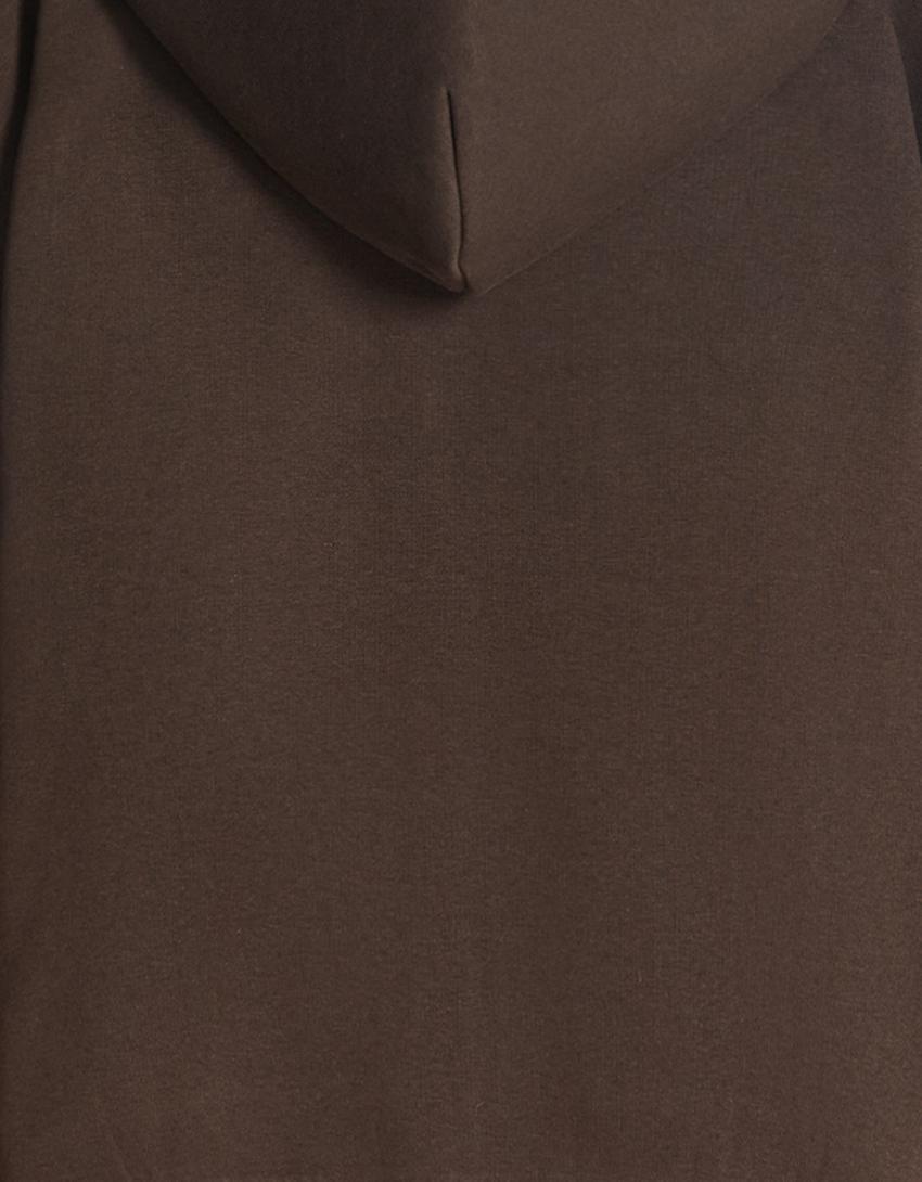 Oversize kapüşonlu fermuarlı sweatshirt-Kahverengi