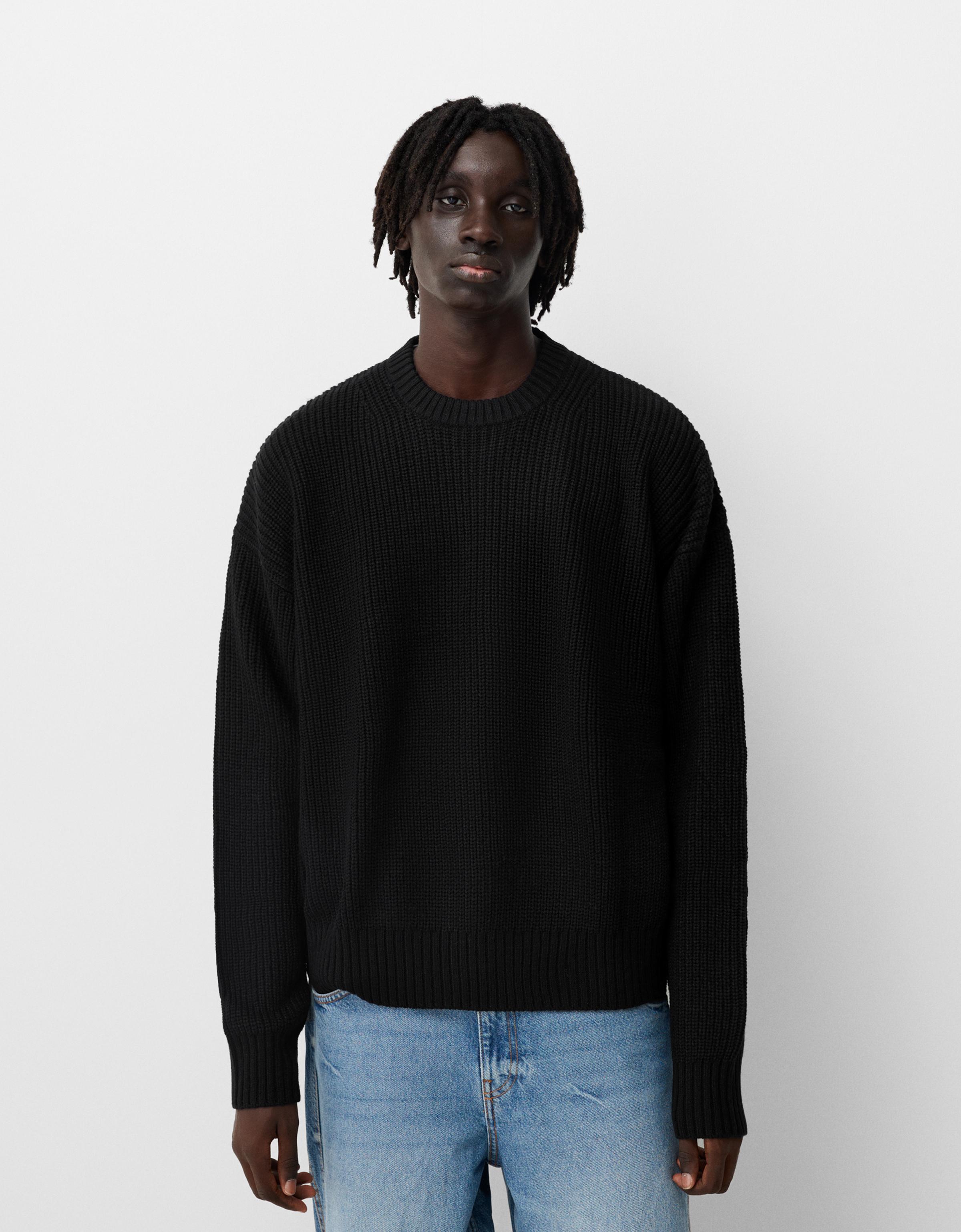 Black long knitted jumper sale