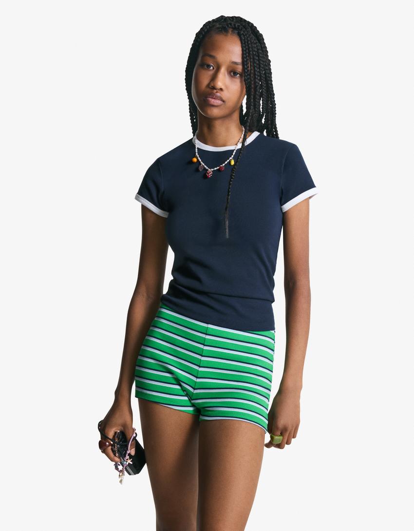 Short misto lino a righe - BSK Teen | Bershka