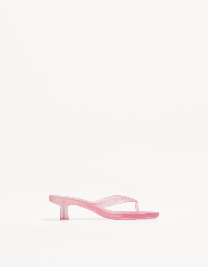 Jelly sandalen met hak-Roos-0