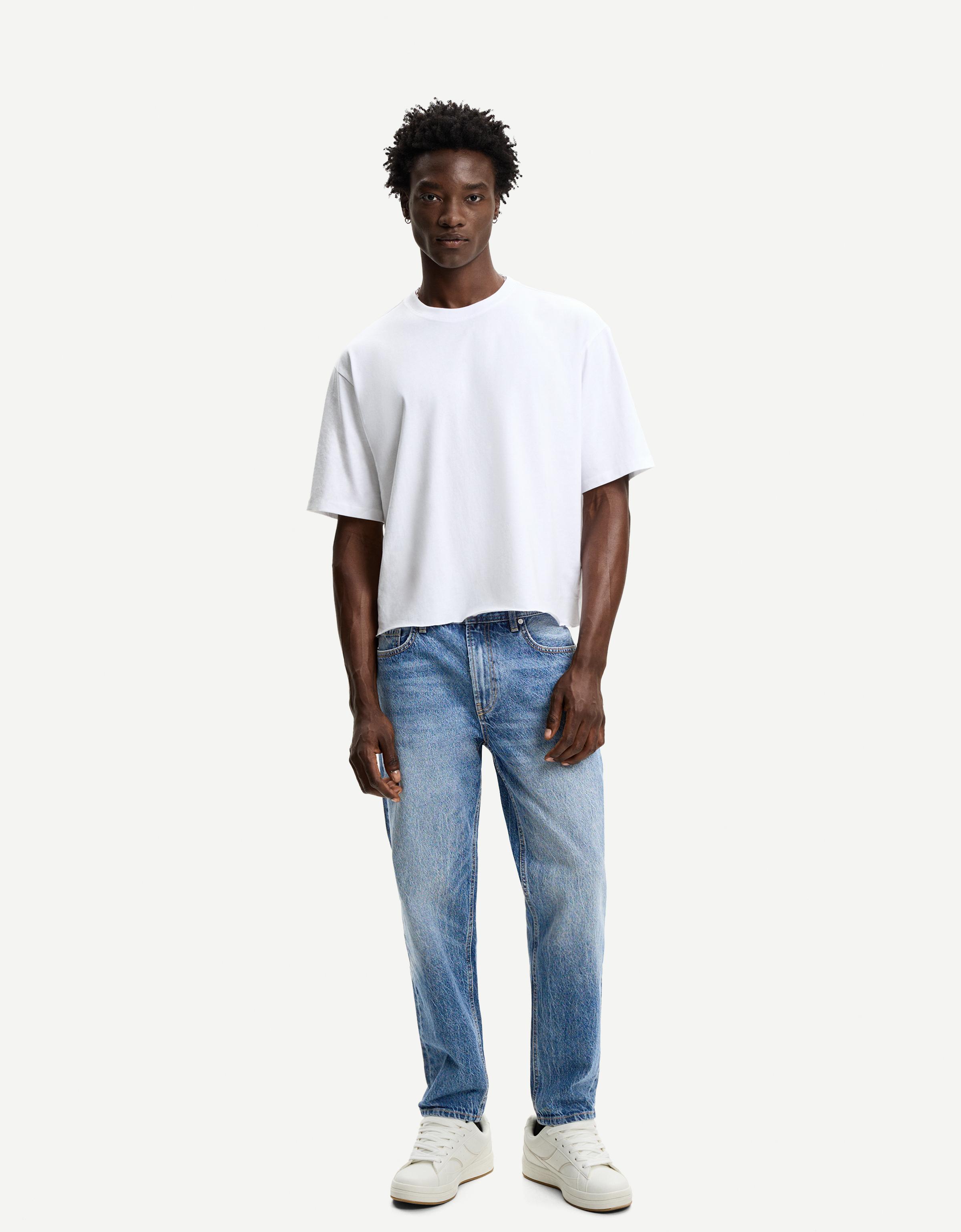 Bershka Straight-Jeans Herren 46 Blau