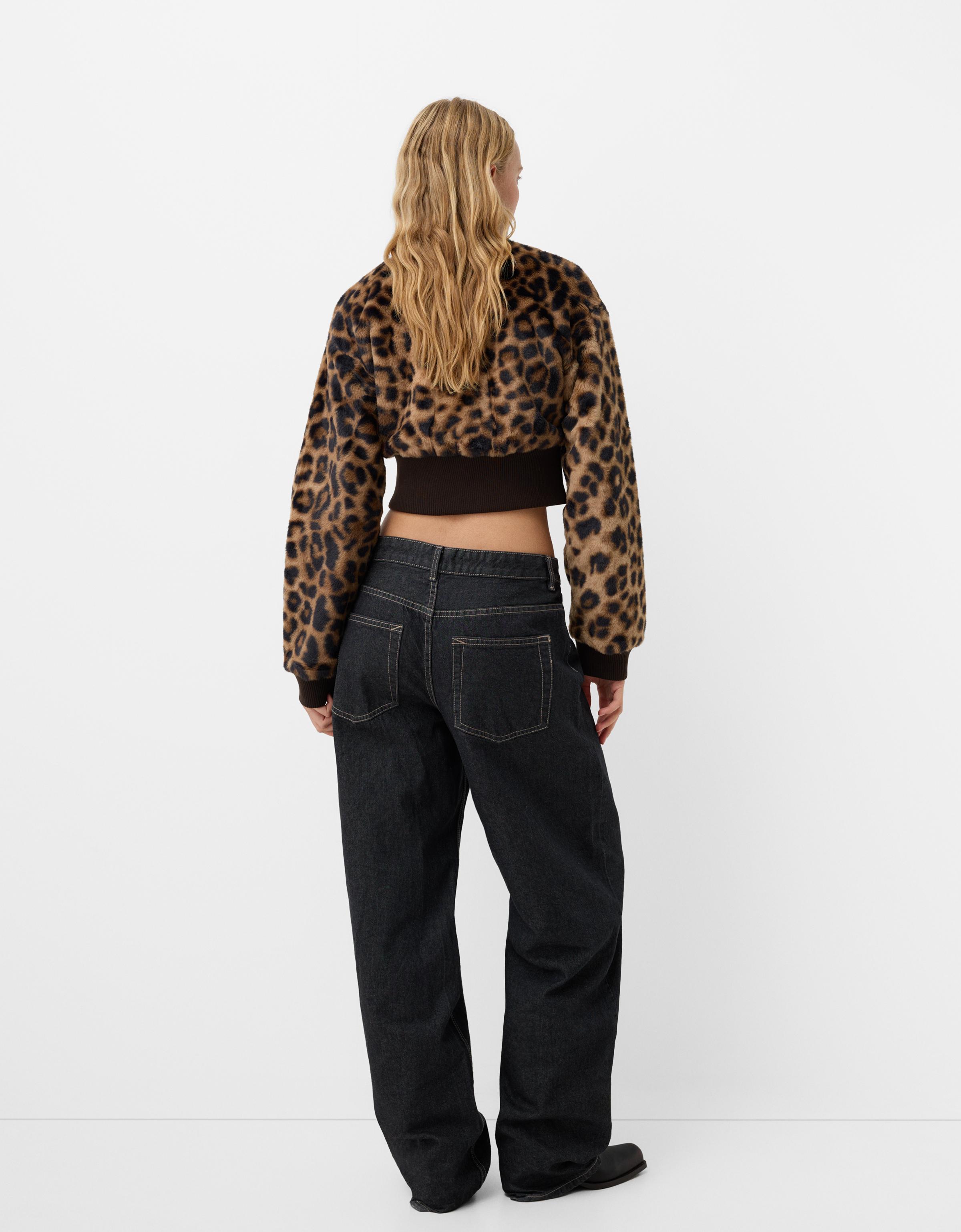 Bershka leopard print coat hotsell