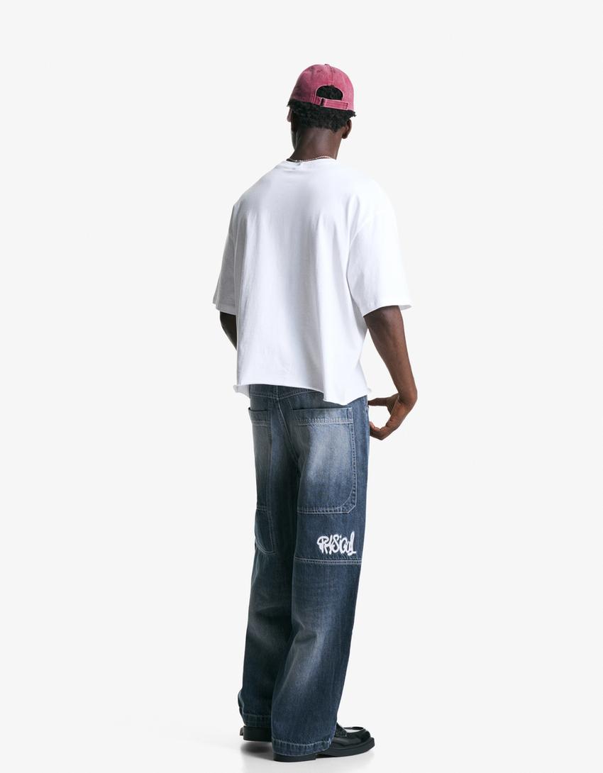 Blugi super baggy-Albastru-1