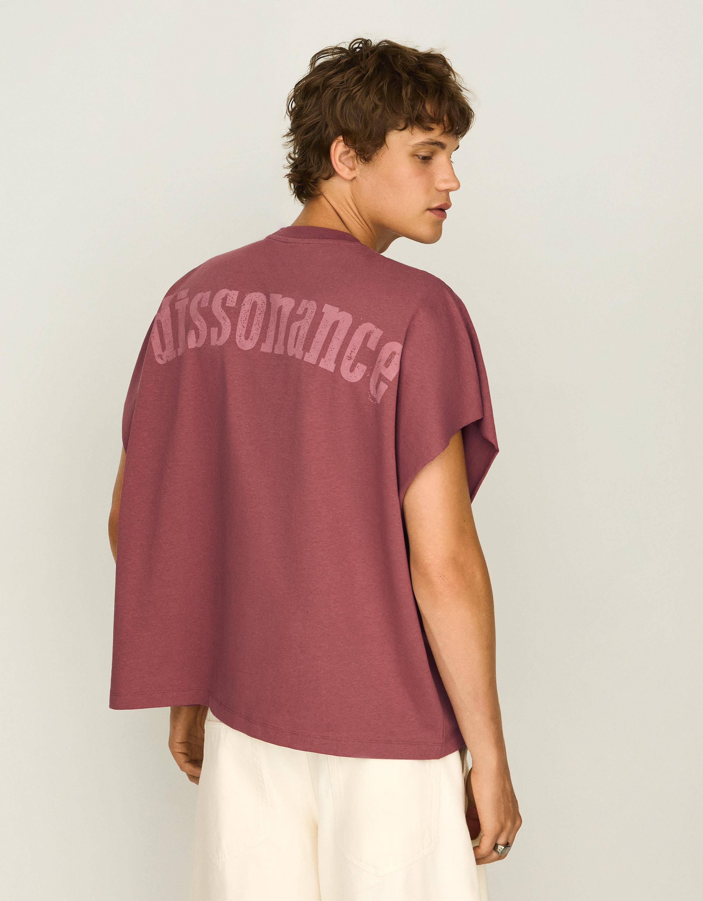 Camiseta Worker Oversize Print Hombre Xs Granate