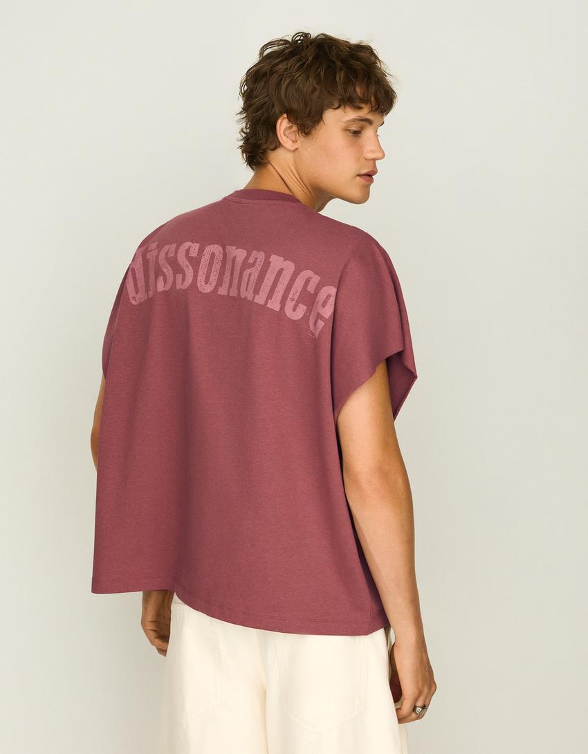 T-shirt worker oversize imprimé-Grenat