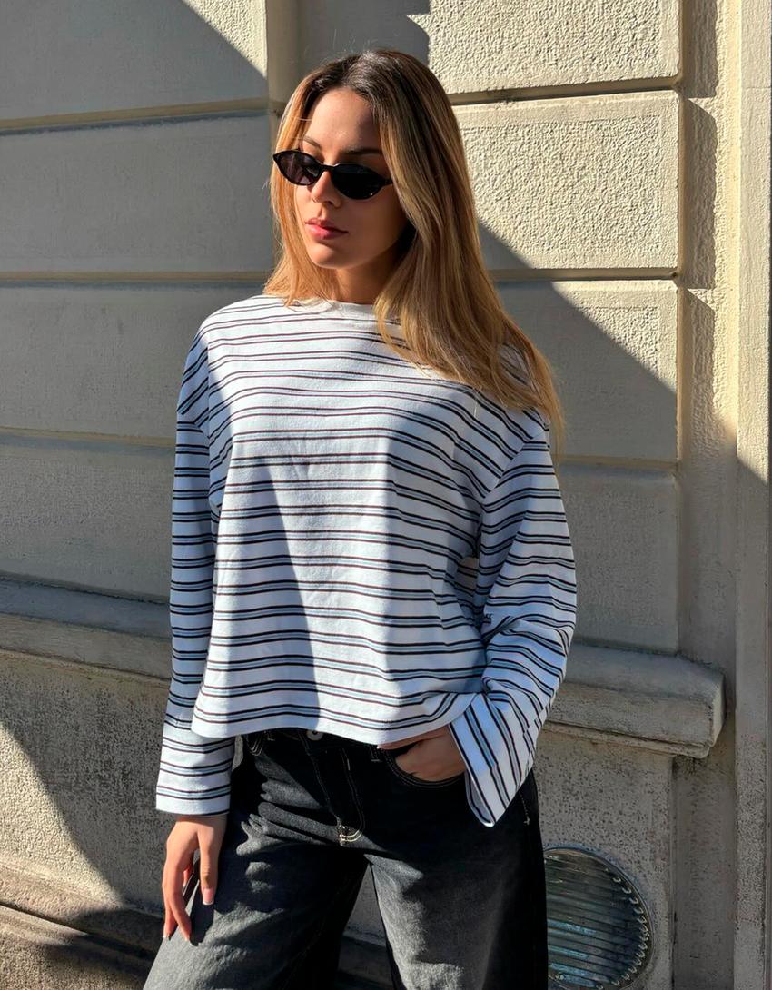 Langarmshirt mit Print-Rohweiß