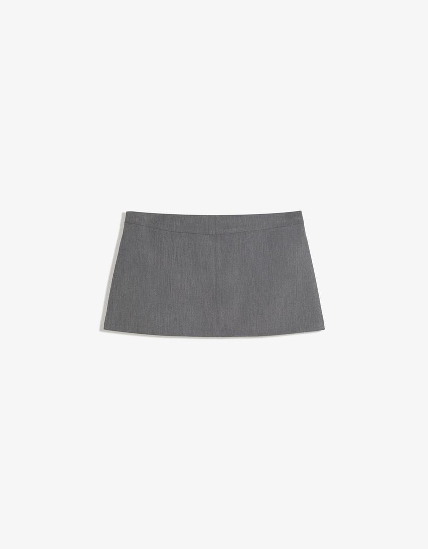 Falda mini tailoring-Gris-4