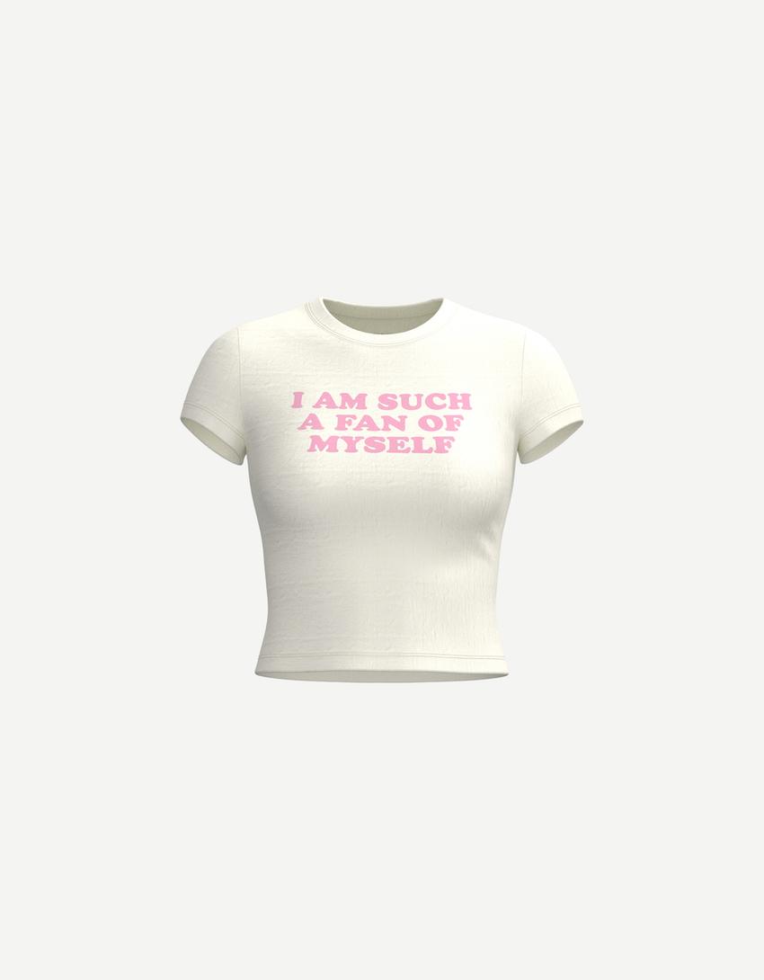T-shirt manches courtes imprimé-Blanc cassé-3