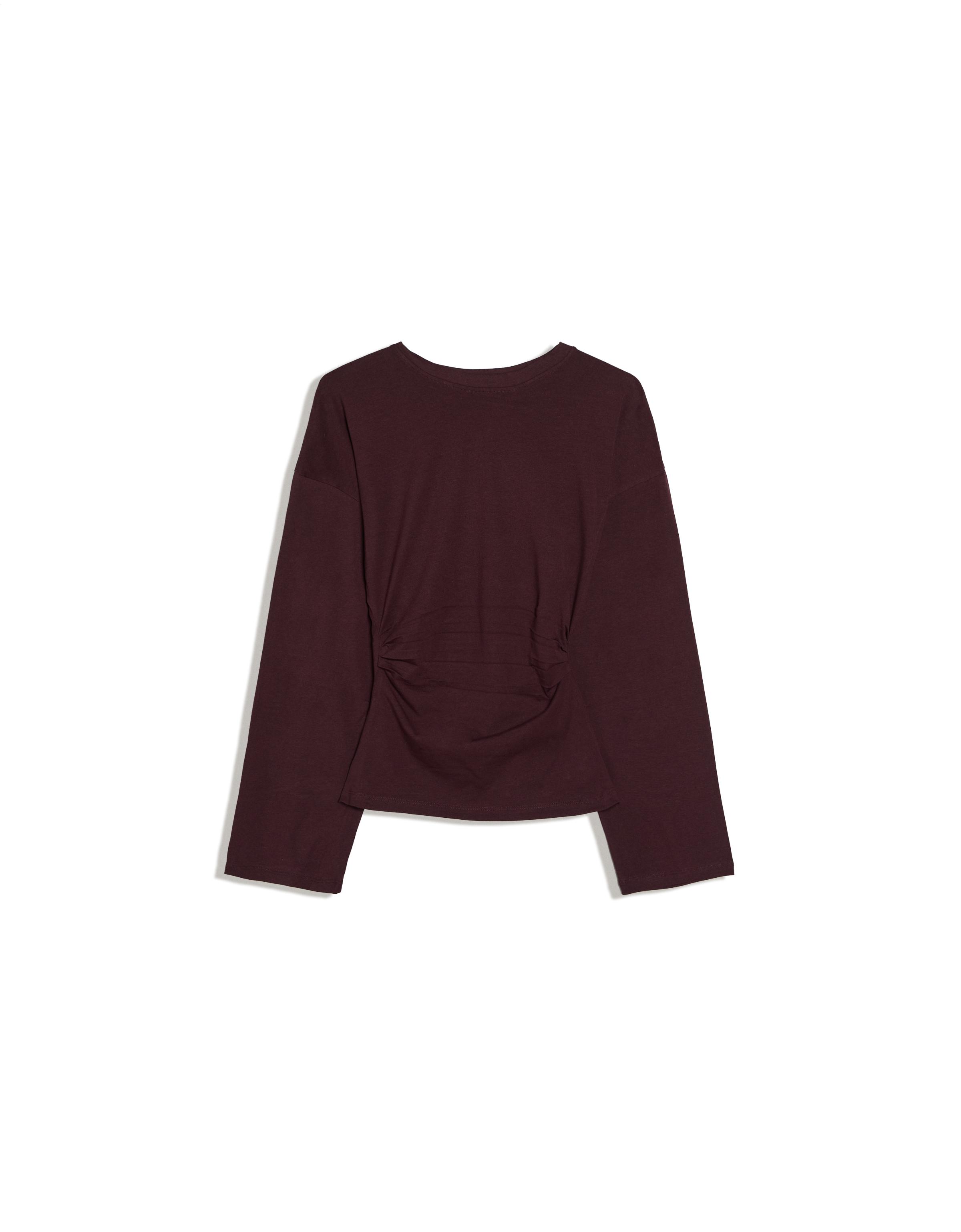 Ruched long sleeve T-shirt — Burgundy