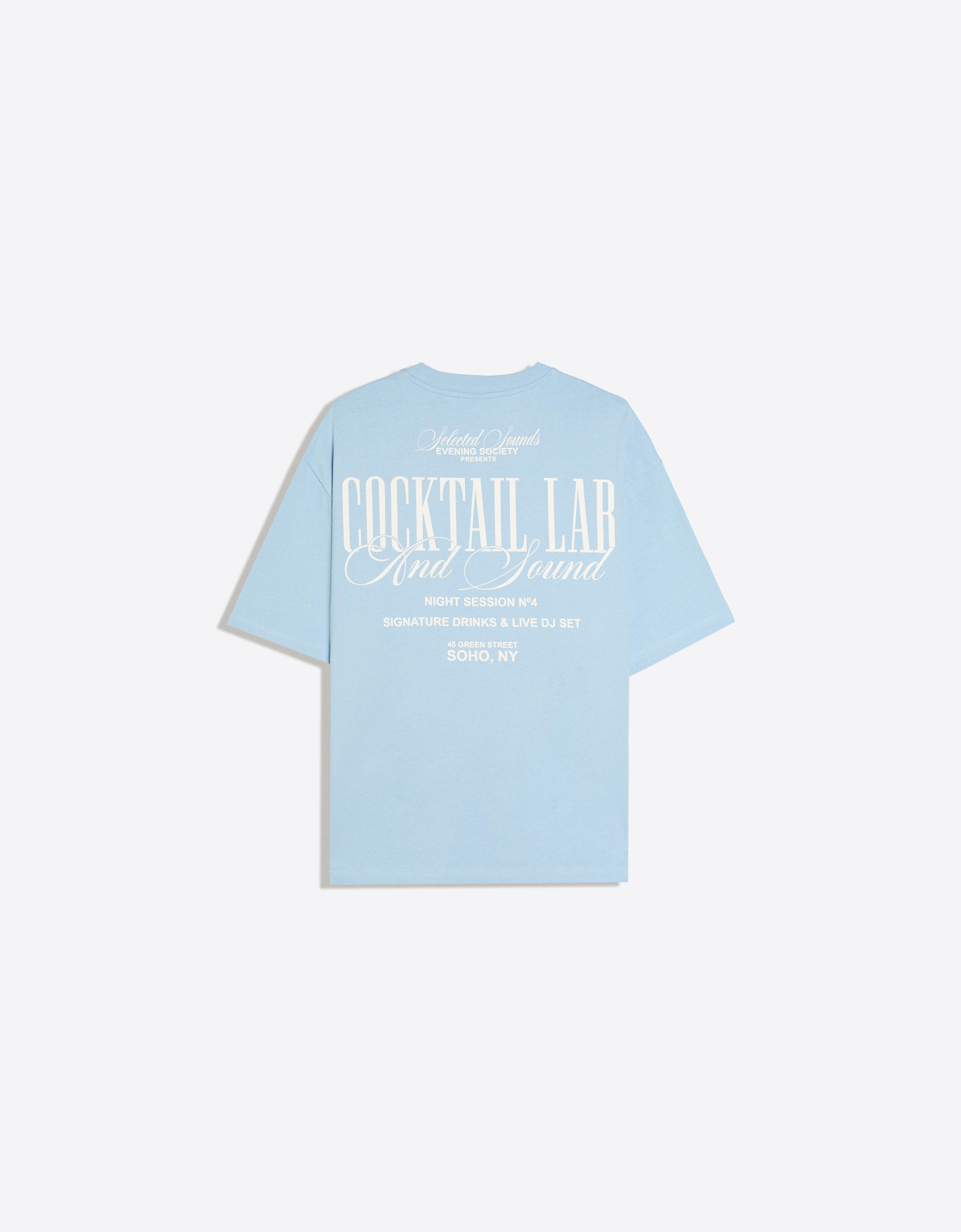 Boxy short sleeve print T-shirt — Light blue