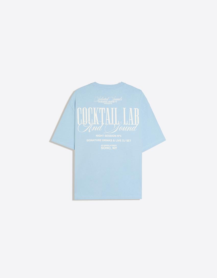 Boxy short sleeve print T-shirt-Light blue