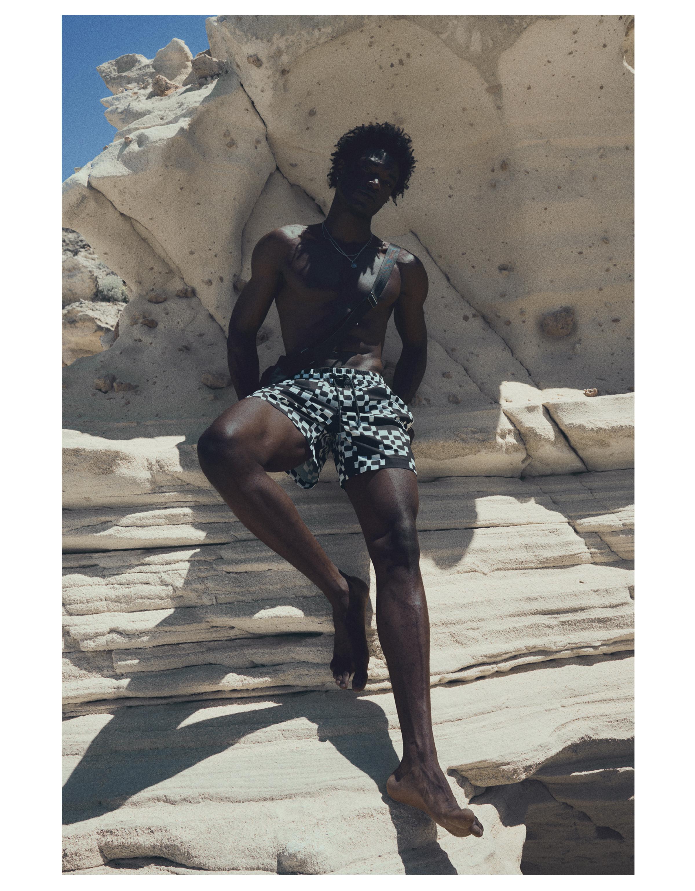 Boxy print swimsuit — White / Black