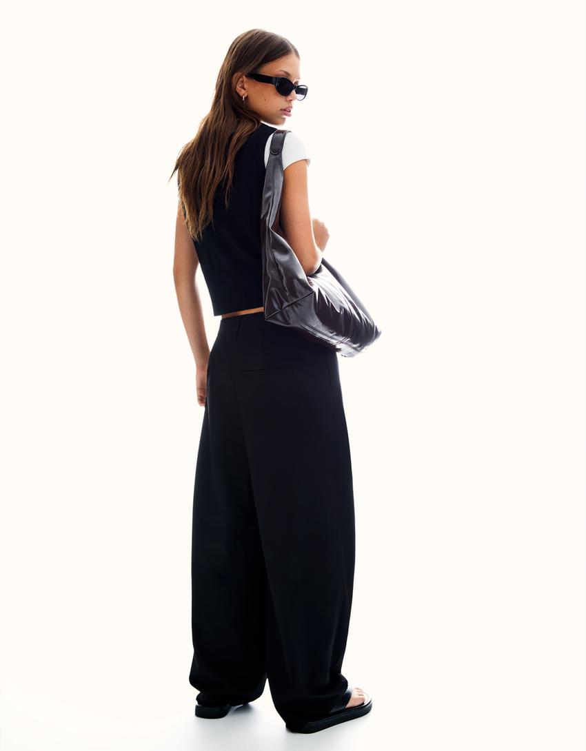 Pantalon tailoring taille croisée-Noir-1