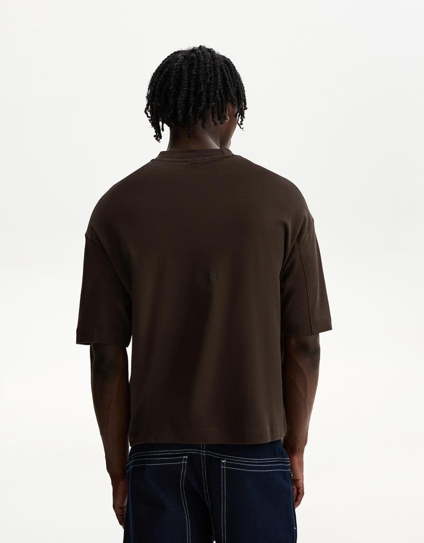 Boxy short sleeve T-shirt-Brown