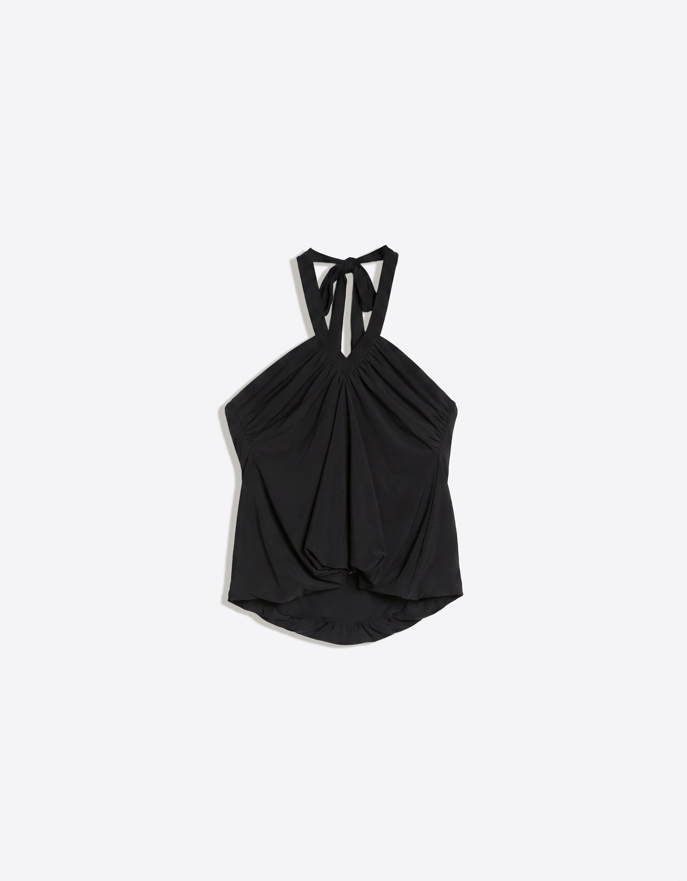 Halter peplum top — Black