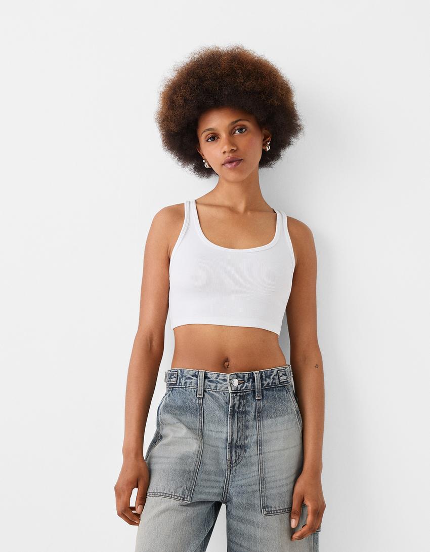 شورت برمودا دنيم بقصة بالون وساق عريضة-أزرق مغسول من الخارج-1