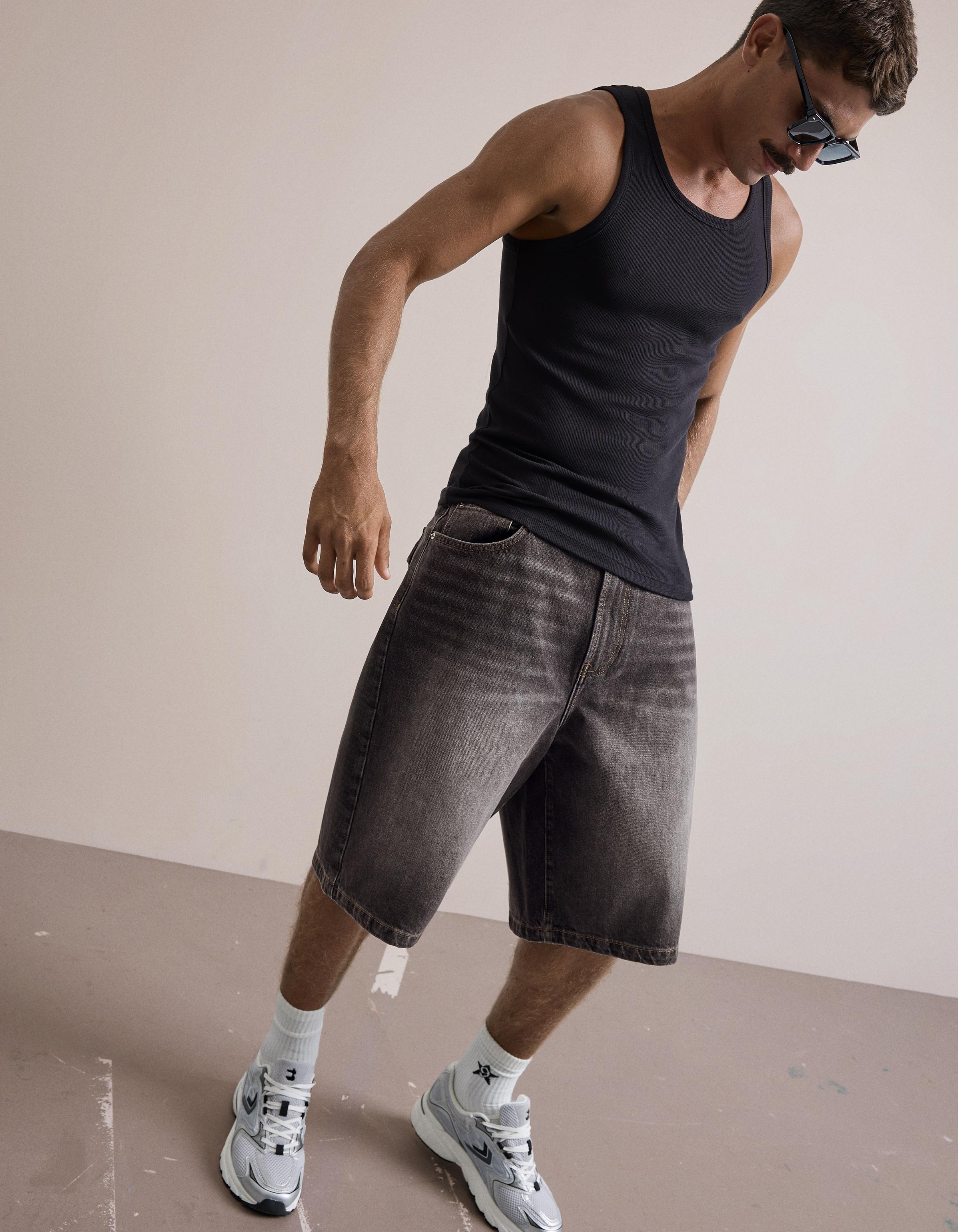 İşlemeli denim bermuda - Görsel 9